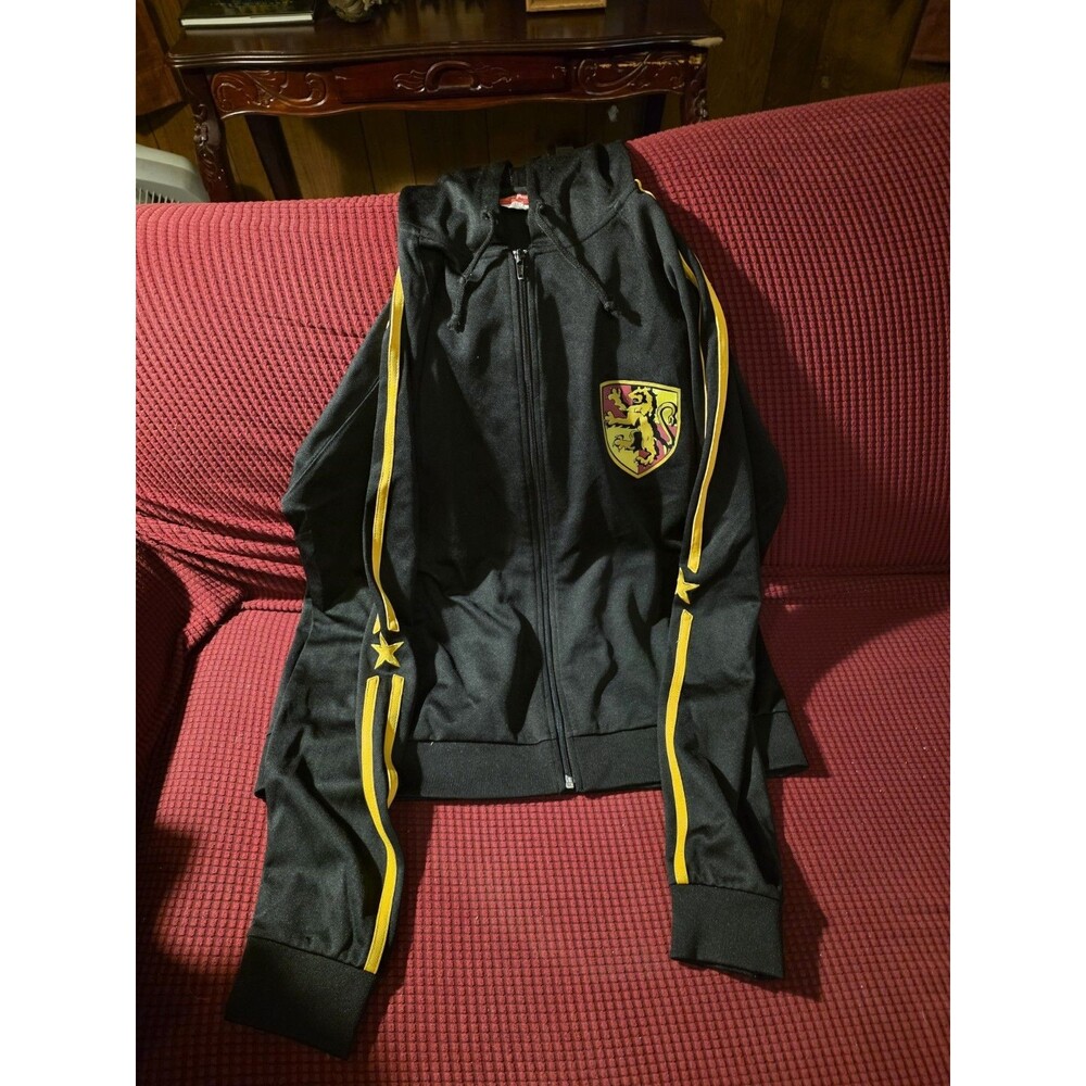 Harry Potter Gryffindor Black Full Zip-Up Athletic Jacket L Embroidered Y2K